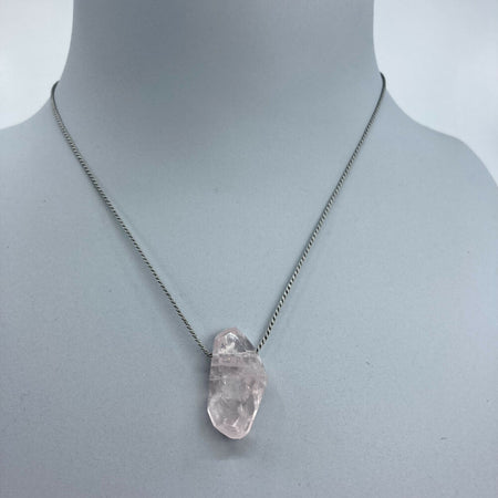 Simplicity rose quartz crystal on silk necklace