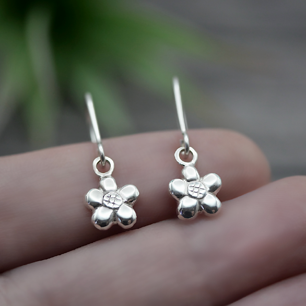 flower earrings sterling silver hand sml