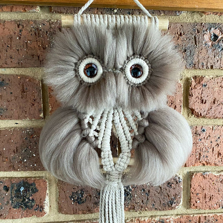 Macrame Small Fluffy Owl Chocolate