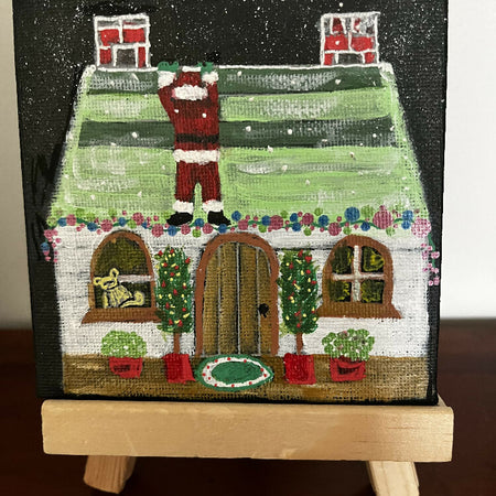 Miniature christmas painting with easel