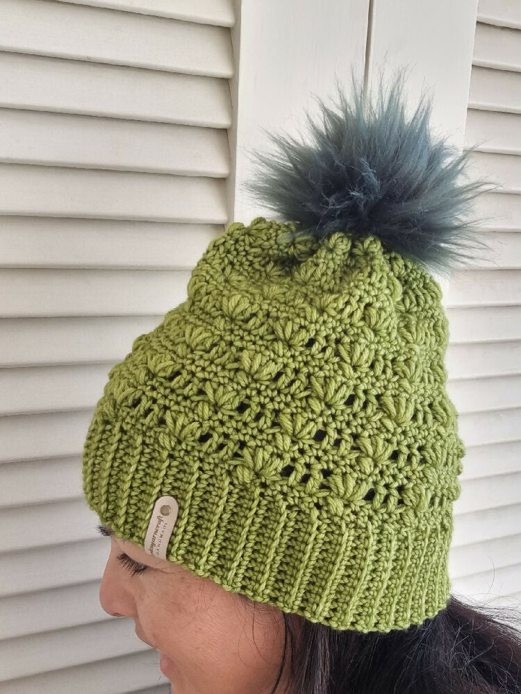 Slanted petals crochet beanie