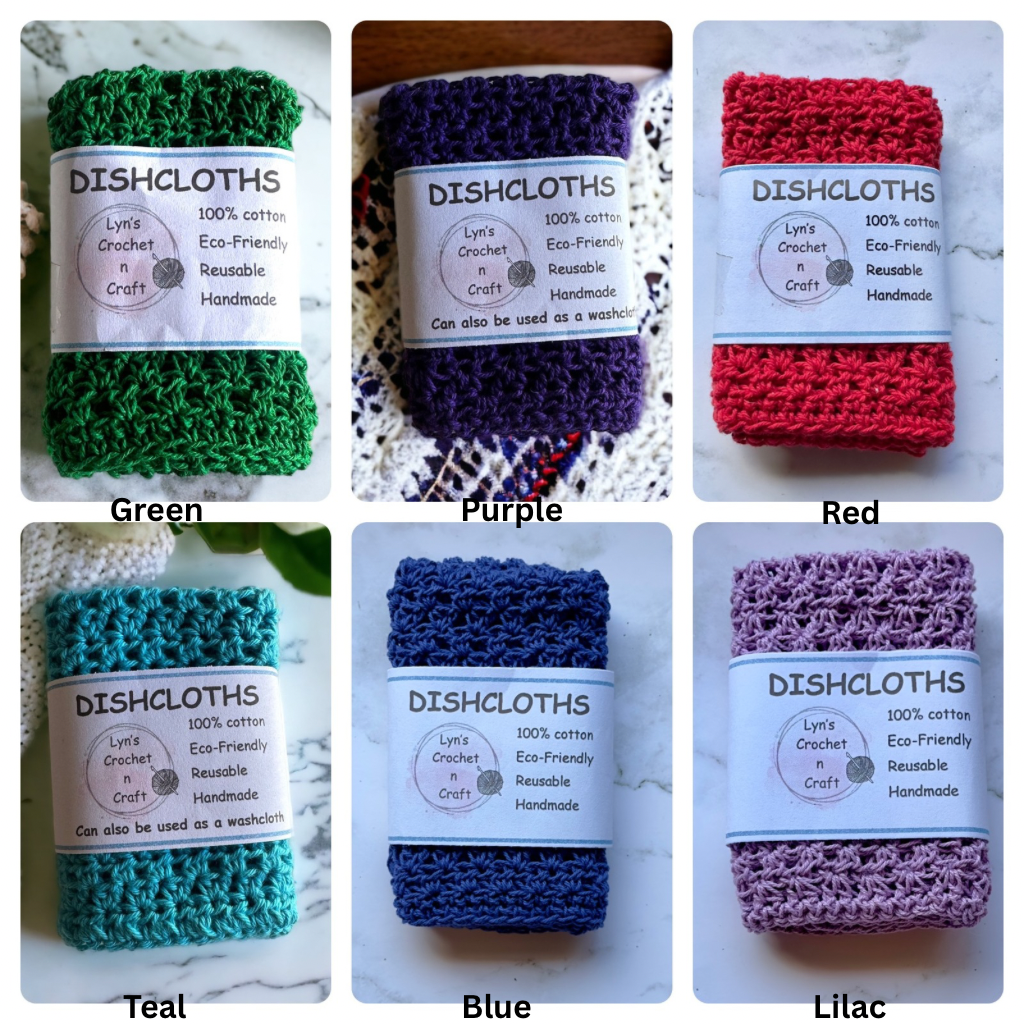 Handmade Crocheted Dishcloths – 100% Cotton | Eco-Friendly - Long Lasting