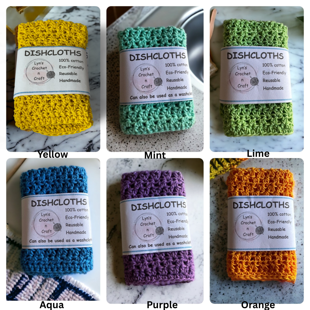 Handmade Crocheted Dishcloths – 100% Cotton | Eco-Friendly - Long Lasting