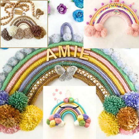 Rainbow Macrame Personalised Wall Hanging, Baby Room Decor, Baby Room Decor