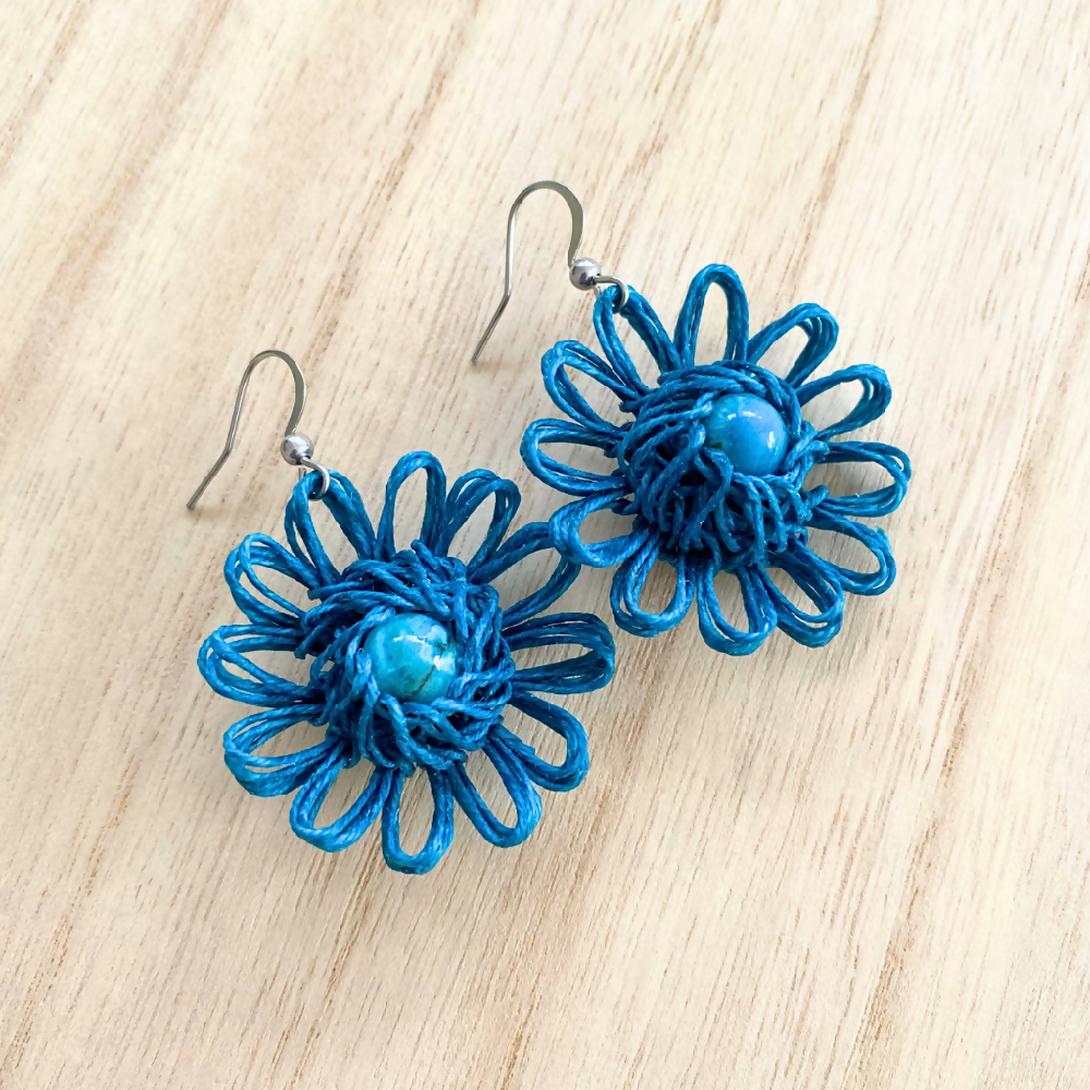 Handmade_Flower_Earrings_Beaded_Gemstone_Teal-7