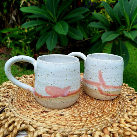 Mugs - white and pink speckled