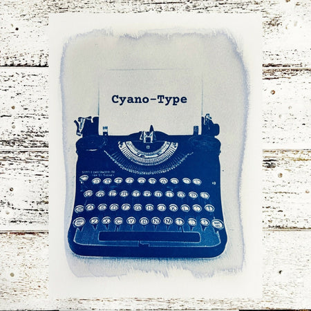 Typewriter Art Print, Original Cyanotype, 8x10 inches Vintage Typewriter Picture