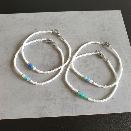 Dainty Glass Cut round & Seed beaded bracelets