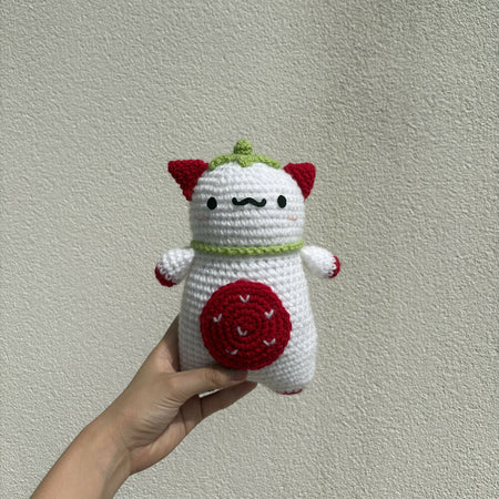 Crochet strawberry cat