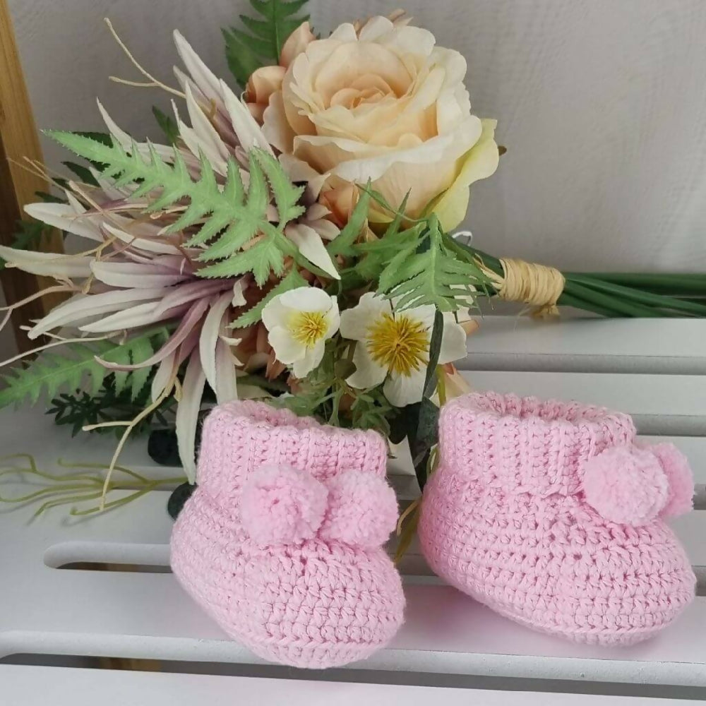 Pink Australian Cotton Baby Booties Gift 1