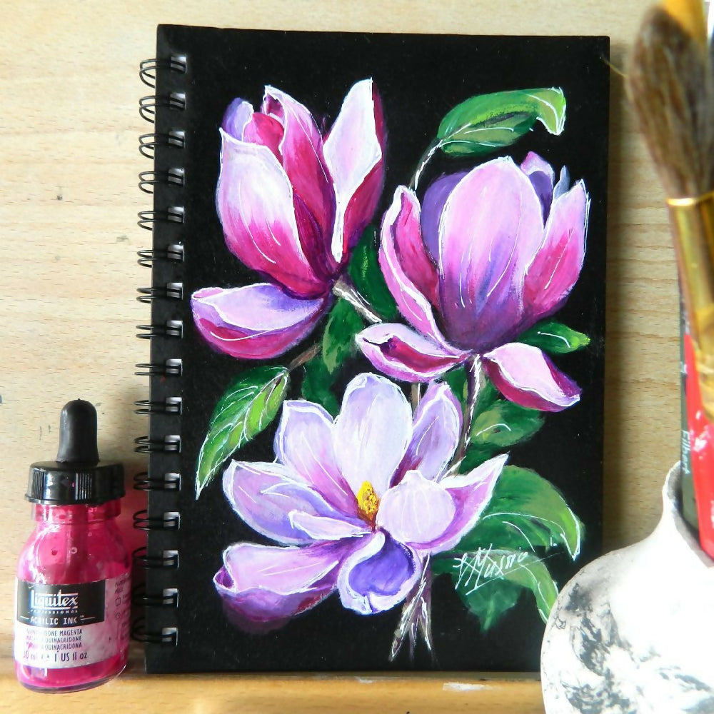 Magnolia with brush and ink