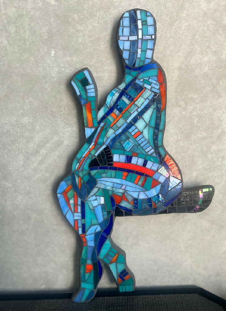 ‘SMOKING’ Stained Glass Mosaic Sitting Female Wall Art.