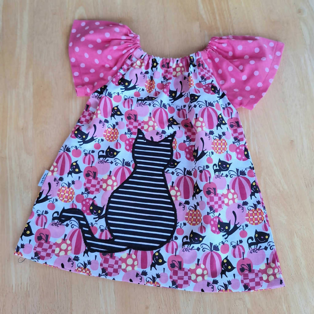 Baby Halloween Theme Dress | Pumpkins & Cats | Size 1