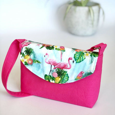 Handmade Girls Handbag - Pink Flamingos