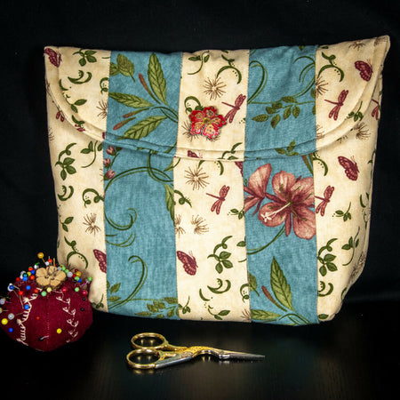 Blue and Cream Hibiscus Useful Bag