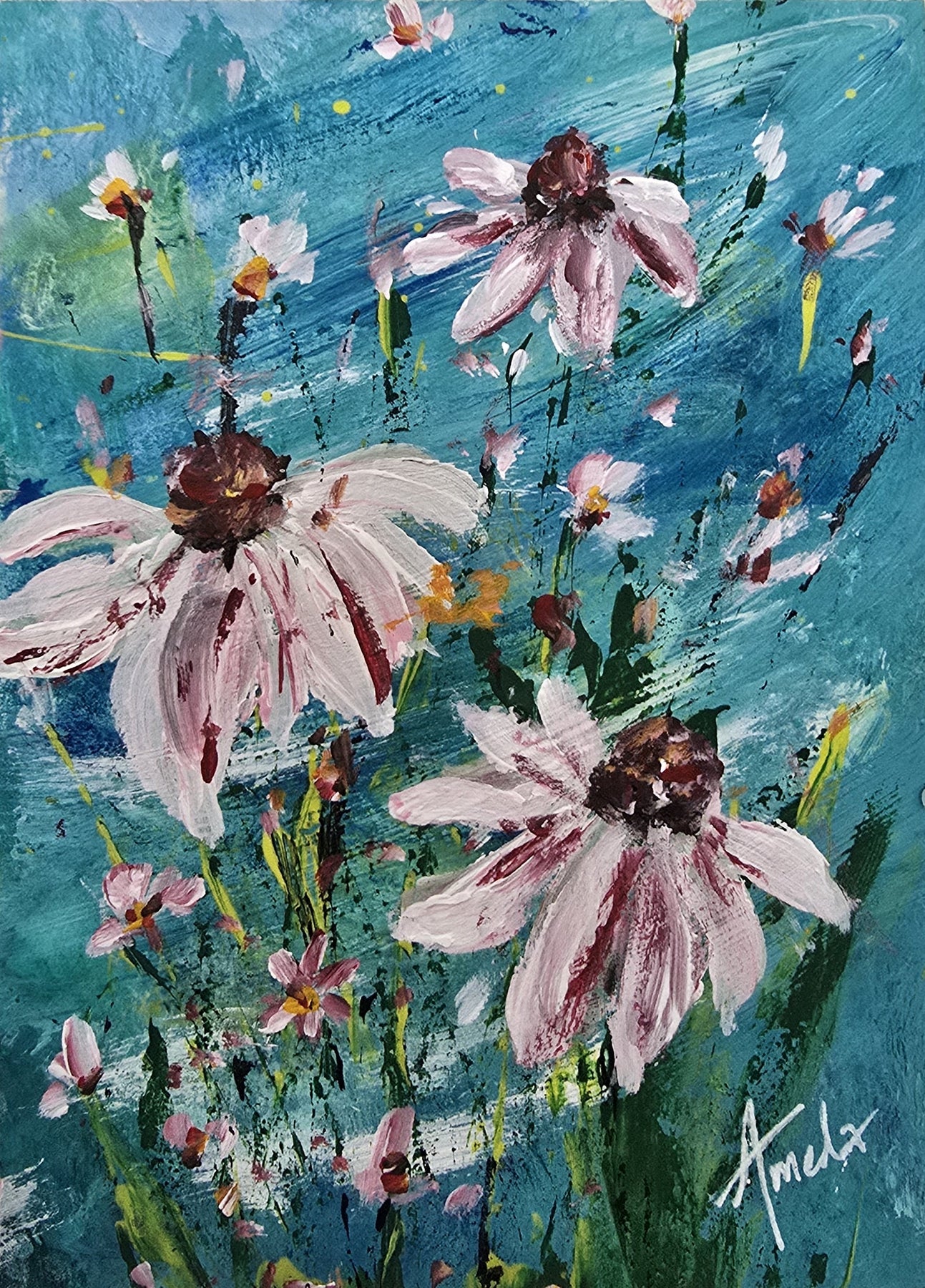 'Joyful Wildflowers 4' - Original Artwork on Watercolour Paper 13x18cm