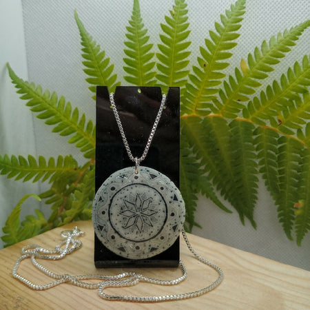 Granite Star Ostrich Eggshell Pendant & Chain