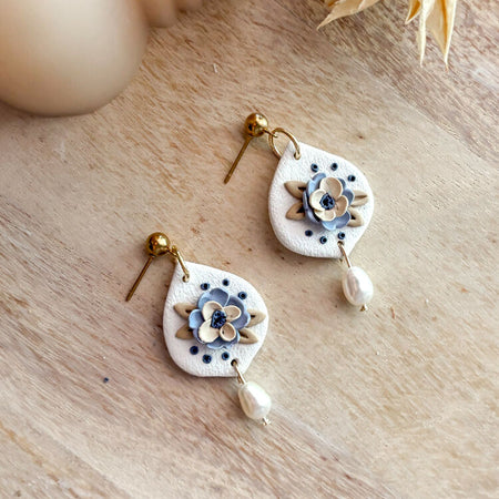 Salt and Bloom Dangles Polymer Clay Floral Earrings