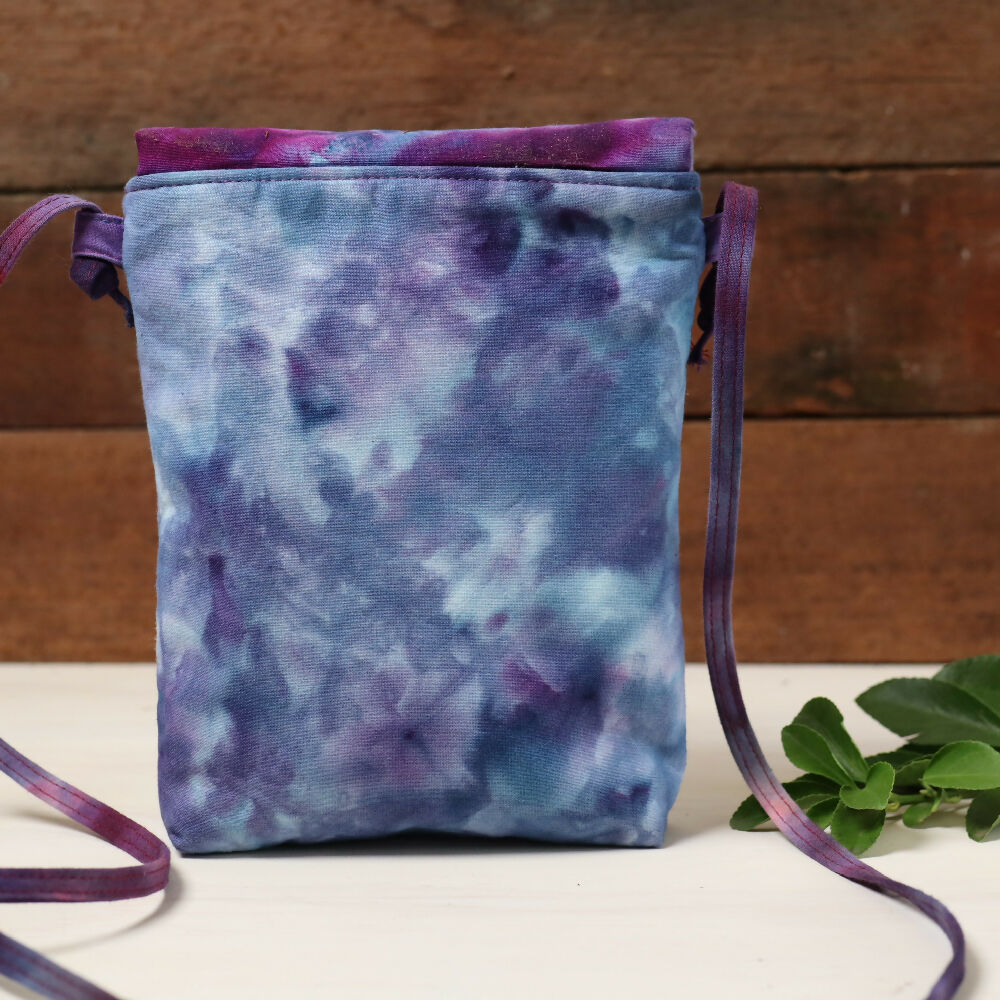 Ice Dyed Small Messenger/Cross Body Bag. Blue