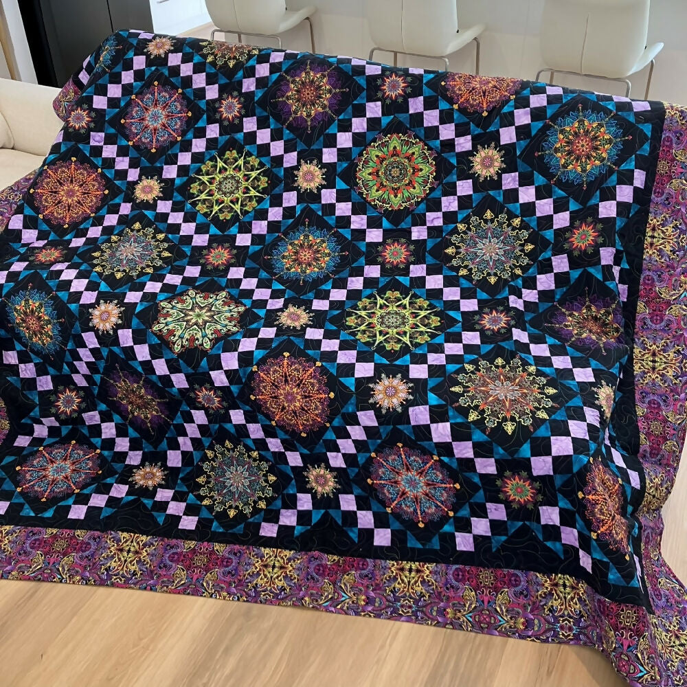 quilt handmade Australia queen KALEIDOSCOPE