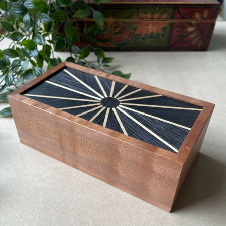 Cherry Box with Veneer Patterned Lid