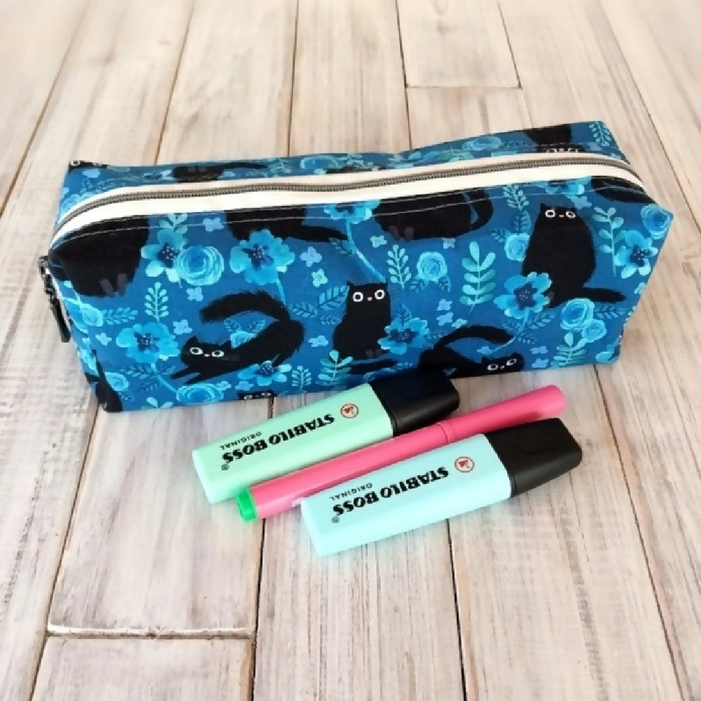 Cute Black Cats makeup pouch, pencil case - Cat lover gift