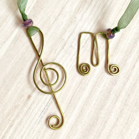 Handmade treble clef music wire bookmarks