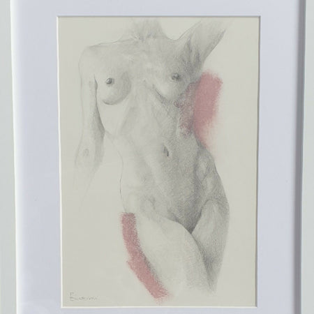 Figurative nude in graphite with oil pastel