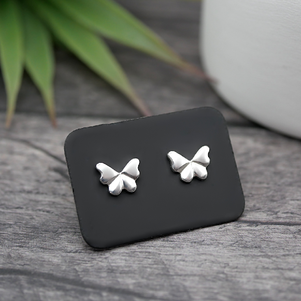 butterfly studs sterling silver black card sml