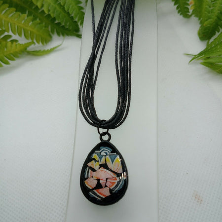 Mosaic Eggshell Pendant on Multi-Strand Cord