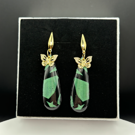 Green Shard Butterfly Earrings