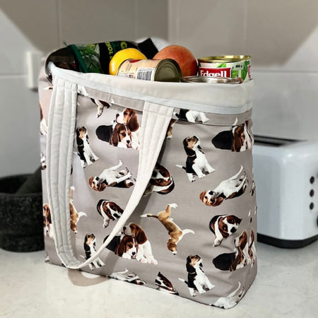 Grocery Tote ... Lined with storage pouch ... Beagle