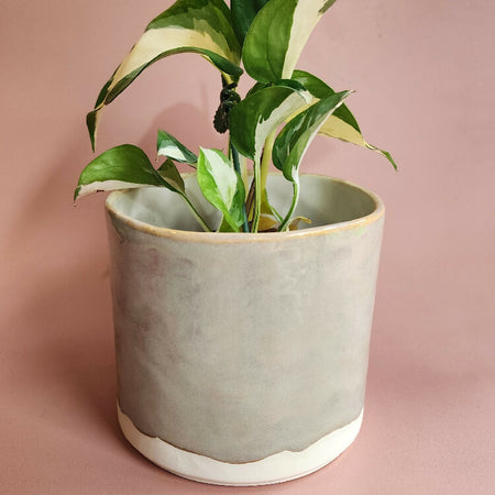 Handmade Ceramic Cover Pot - Stone Glaze