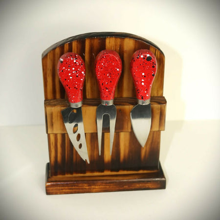 Cheese Knife Set with Stand