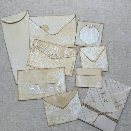 Set of 8 Assorted Aged Envelopes with Inked Edges for Junk Journals