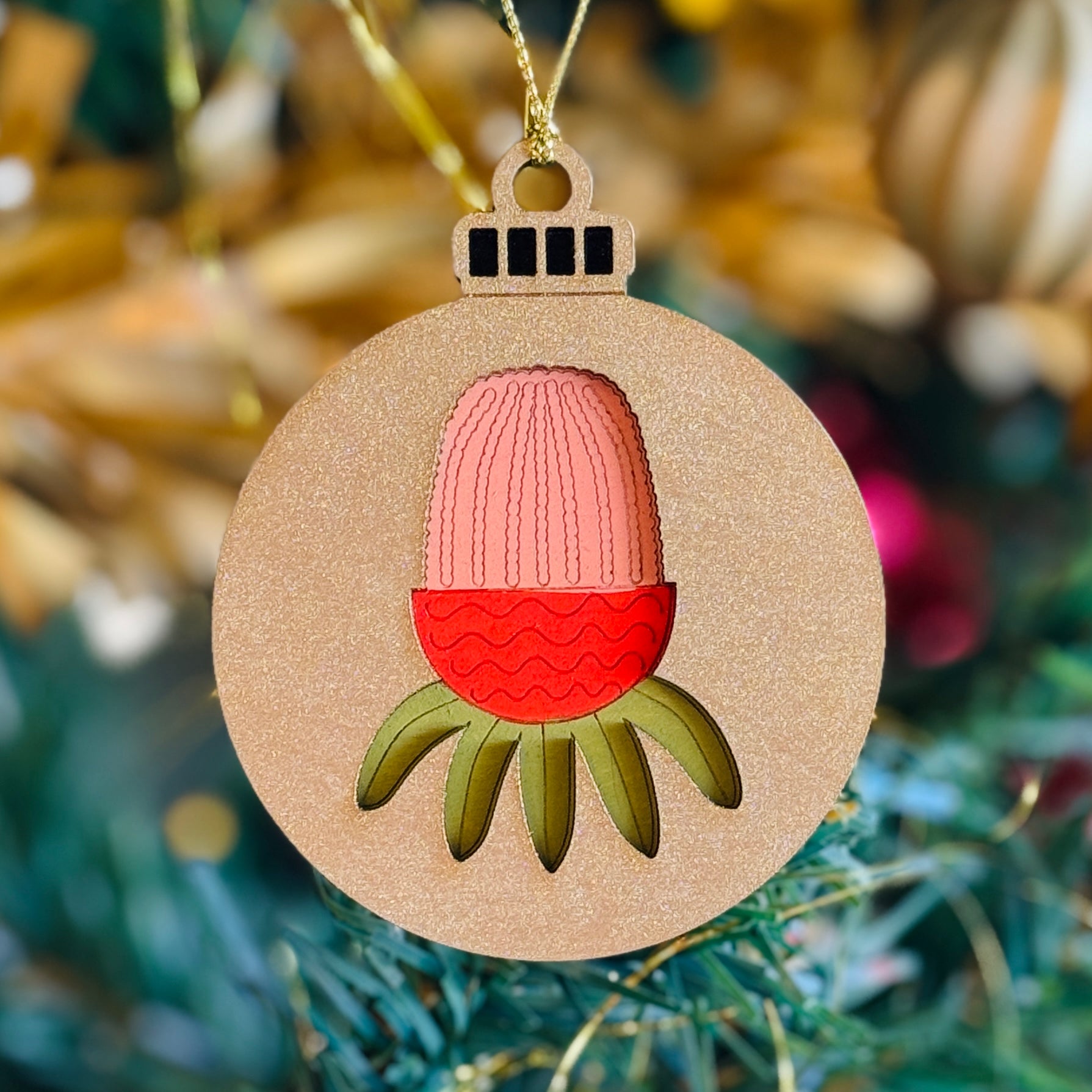 Set of 4 Australian Native Flower Hand Painted Christmas Decorations