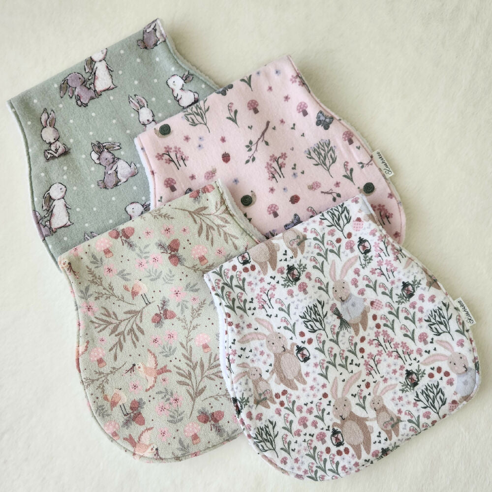 Burp Cloth Baby Gift Set of 4 - Pinks & Greens