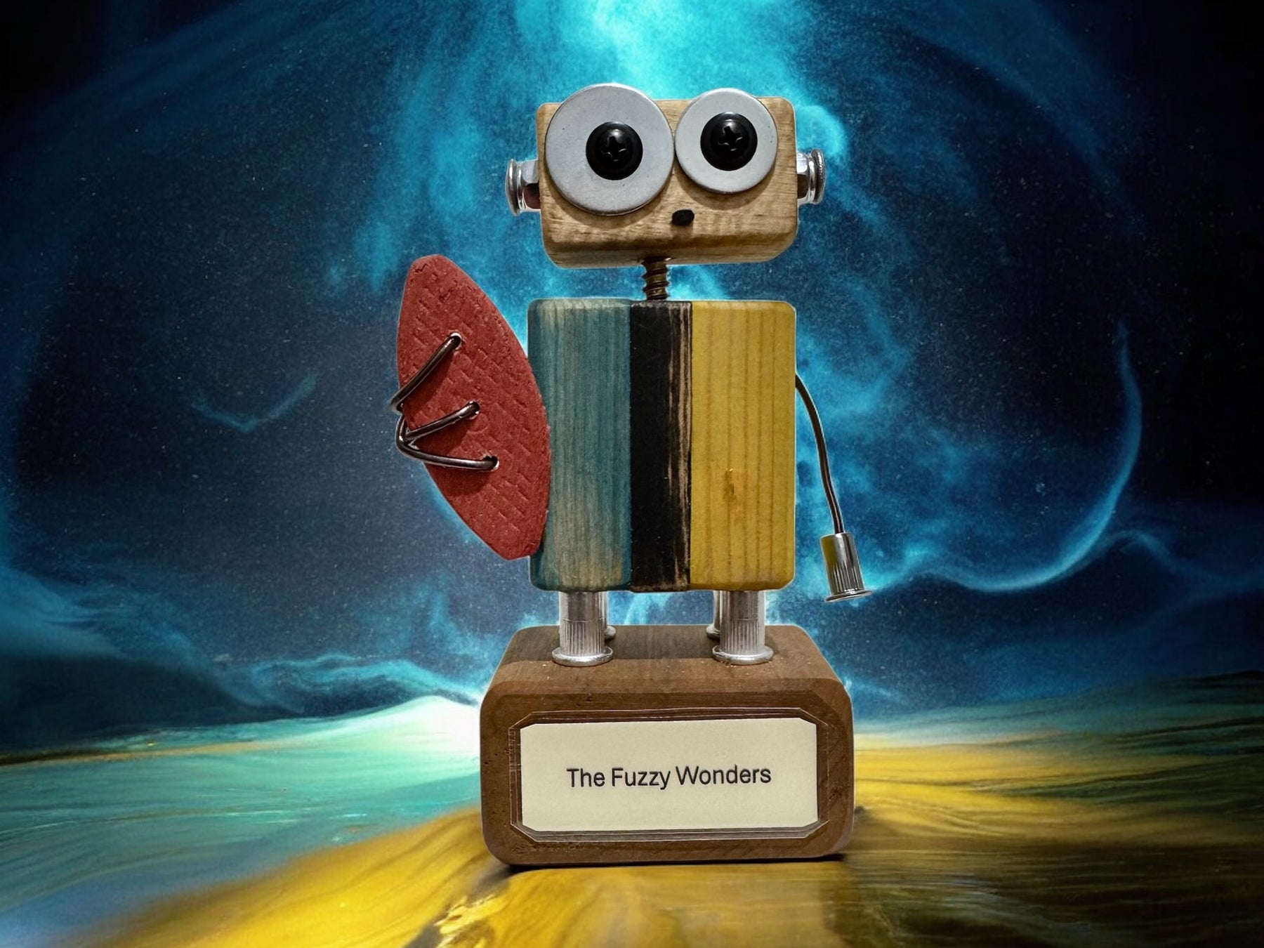 Wesley T-11 - Wooden Footy Robot Trophy (Customisable)
