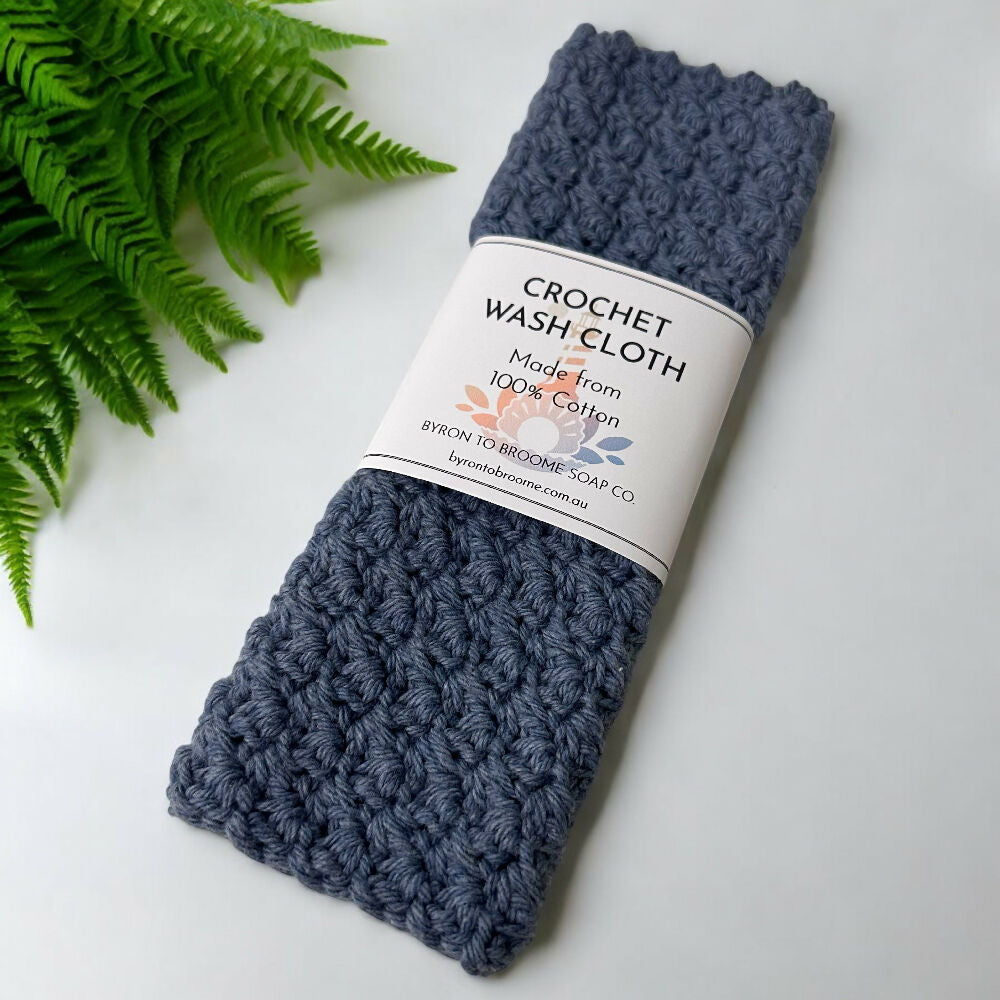 Crochet Cotton Washcloth - Blue Jeans
