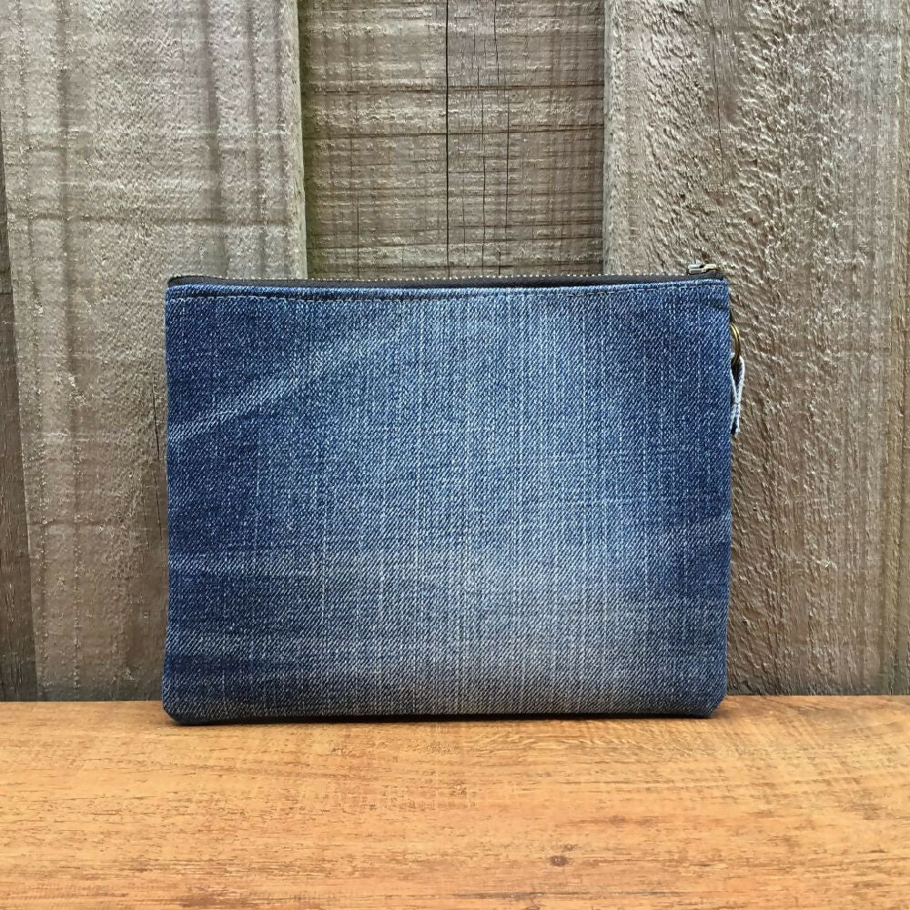 Upcycled Denim Purse – Red Hearts