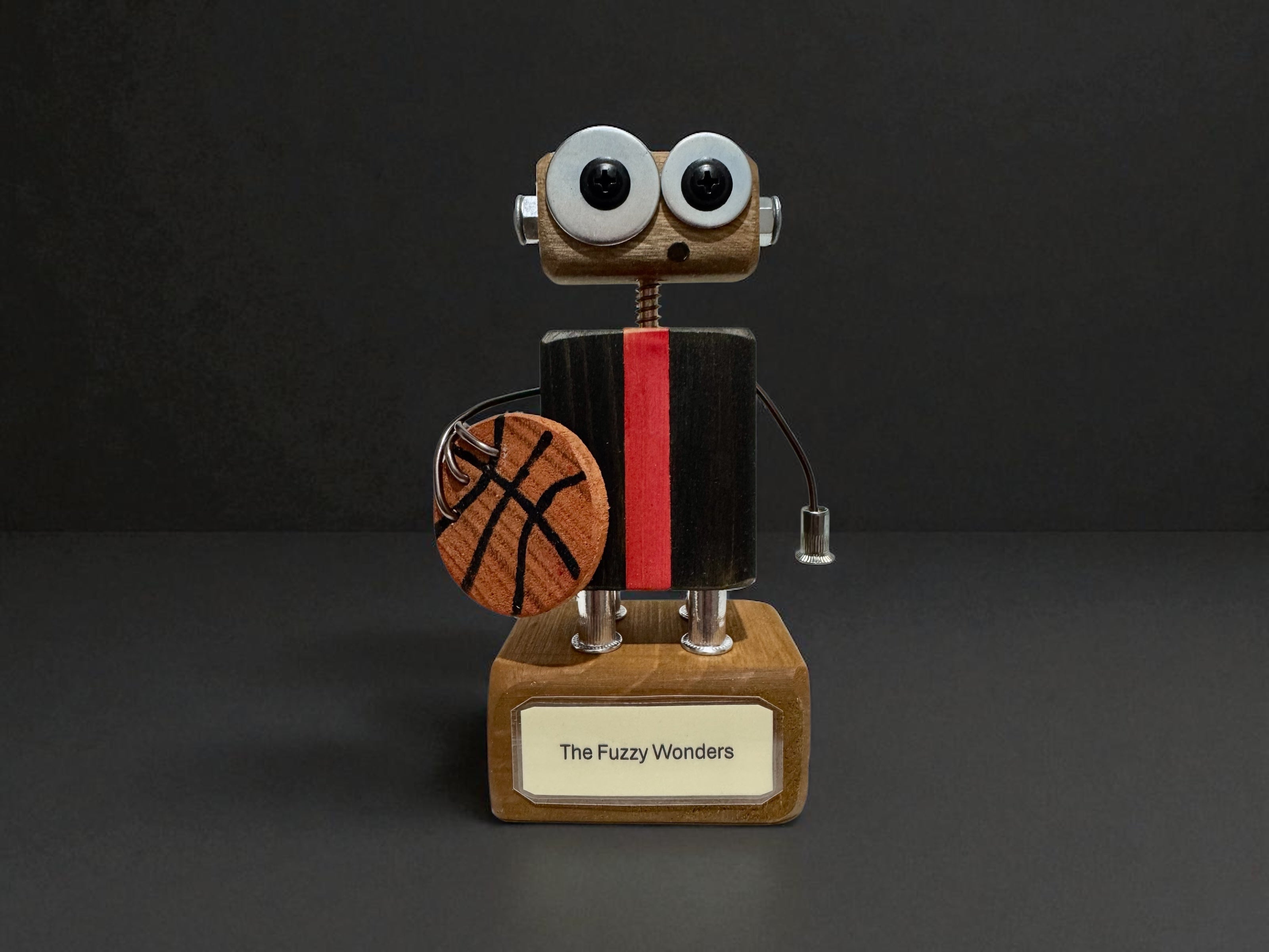 William T-13 - Wooden Basketball Robot Trophy (Customisable)