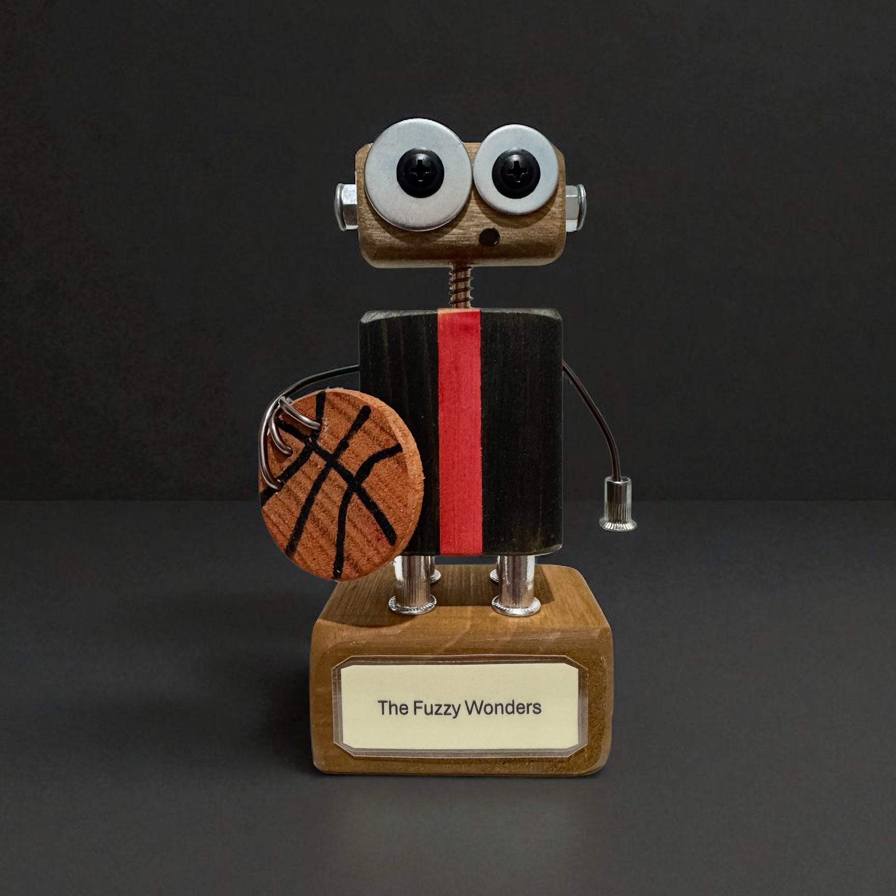 William T-13 - Wooden Basketball Robot Trophy (Customisable)