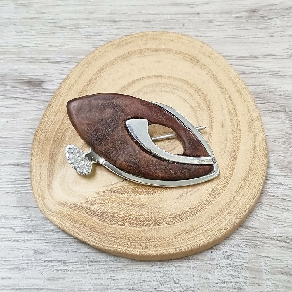 Wood and Silver Pendant Brooch NB309 295 01