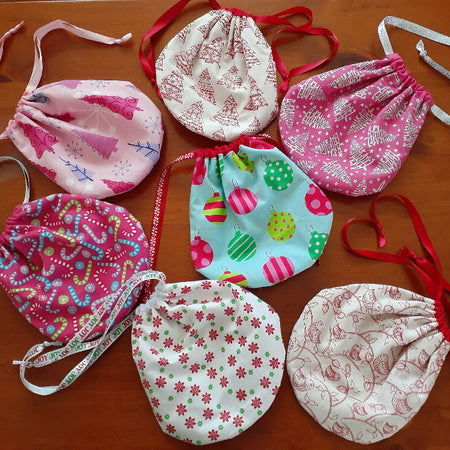 Children's Drawstring Christmas Bags with Hair Accessories