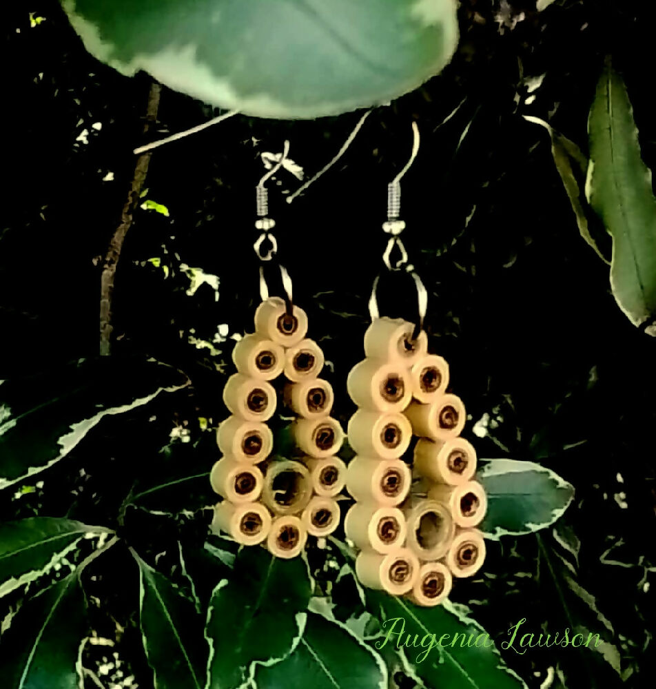 Earrings Quilled Teardrop Circles in Brown