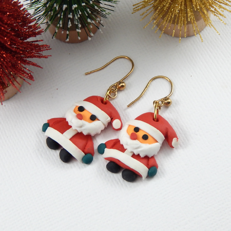 Santa Earrings,Santa Christmas Earrings,Fimo Santa