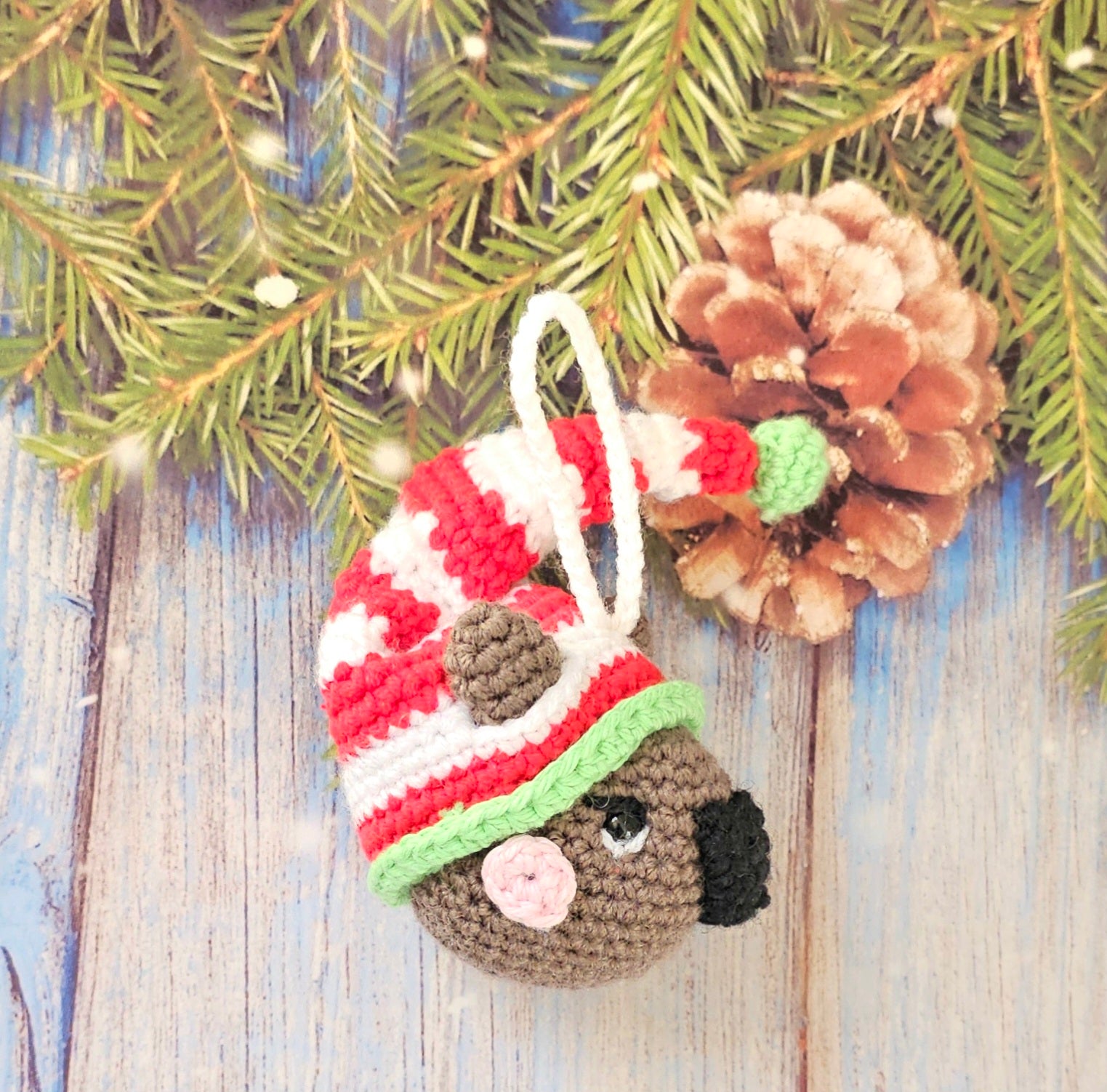 Crocheted Heirloom Aussie Native Animal Christmas Decoration - WOMBAT