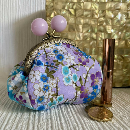 Little Dumpling Purse - Japanese lilac and gold floral