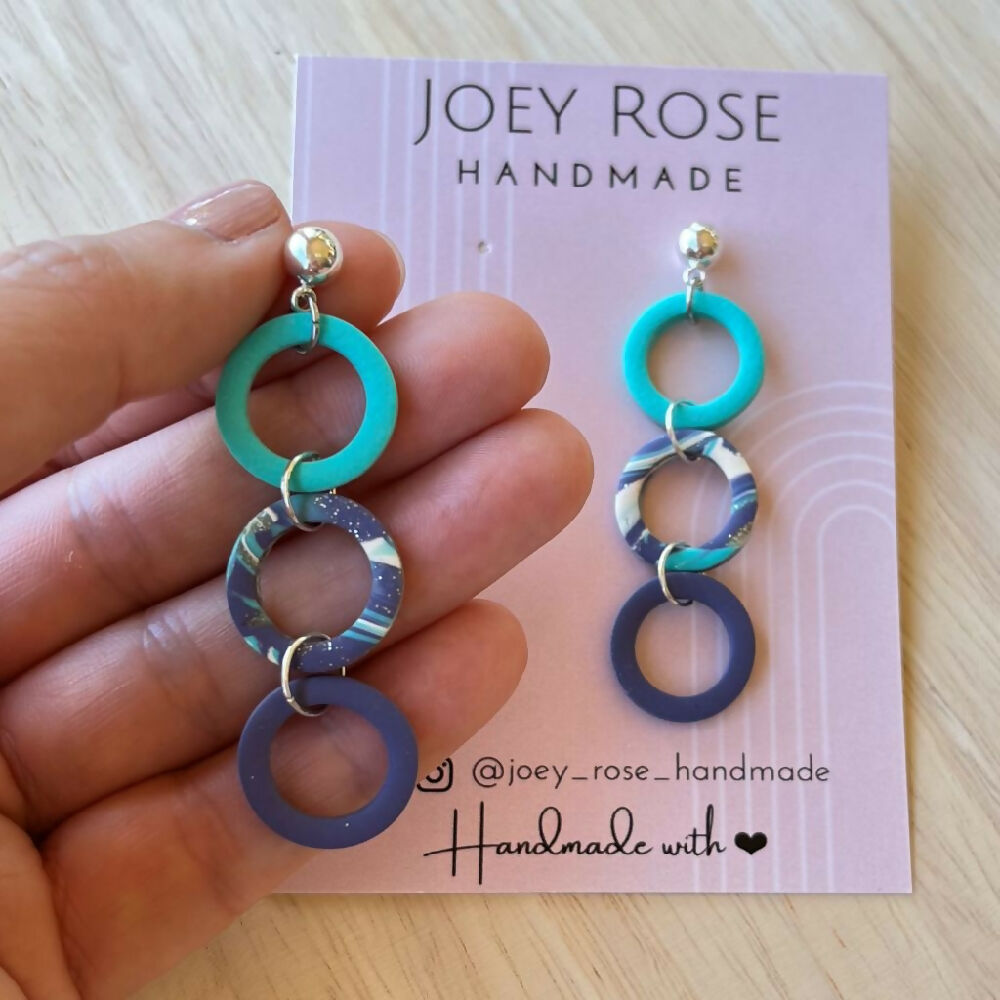 BRONWYN ~ Purple/Aqua ~ Polymer Clay Earrings