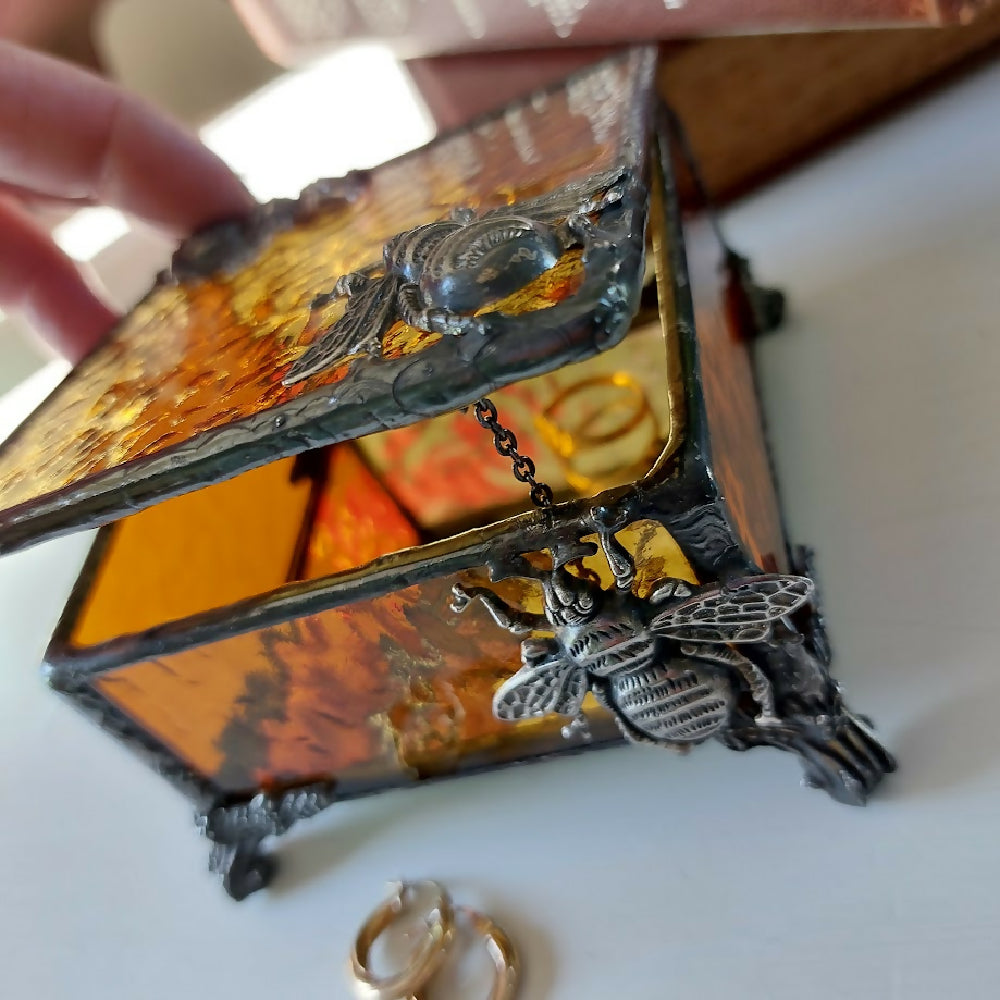 Amber coloured stained glass box